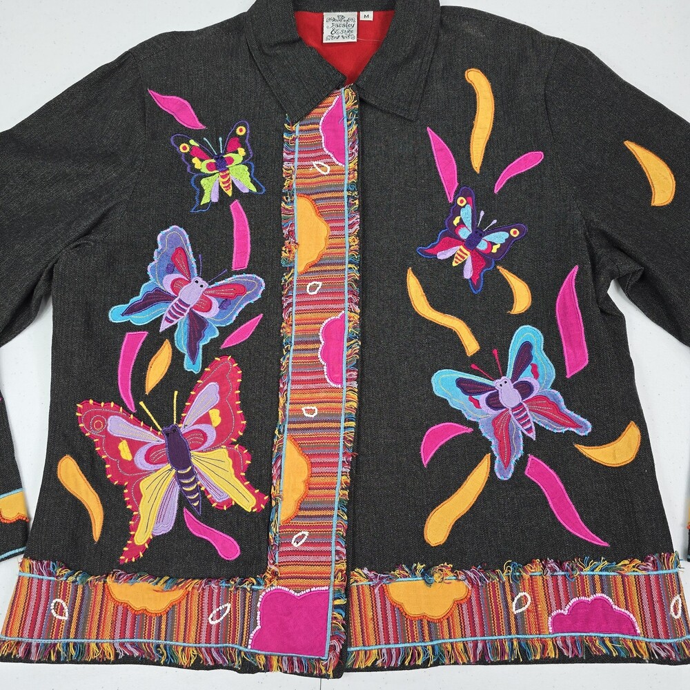Vintage 90s Parsley & Sage M Art to Wear Butterfly Embroidered Blazer Jacket